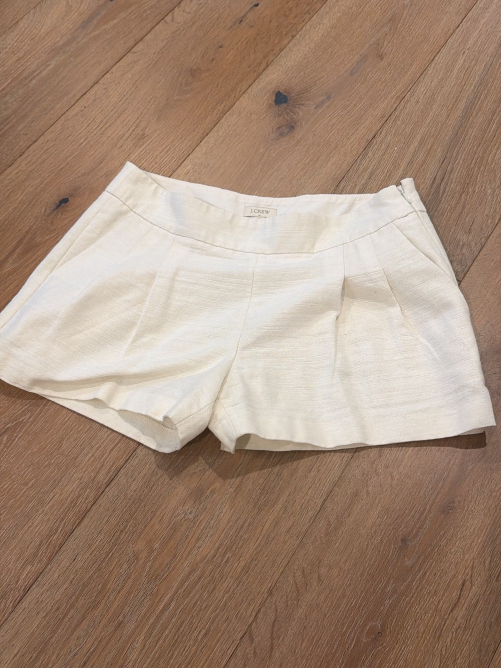 J. Crew Factory Cream High-Waist Pleated Shorts
